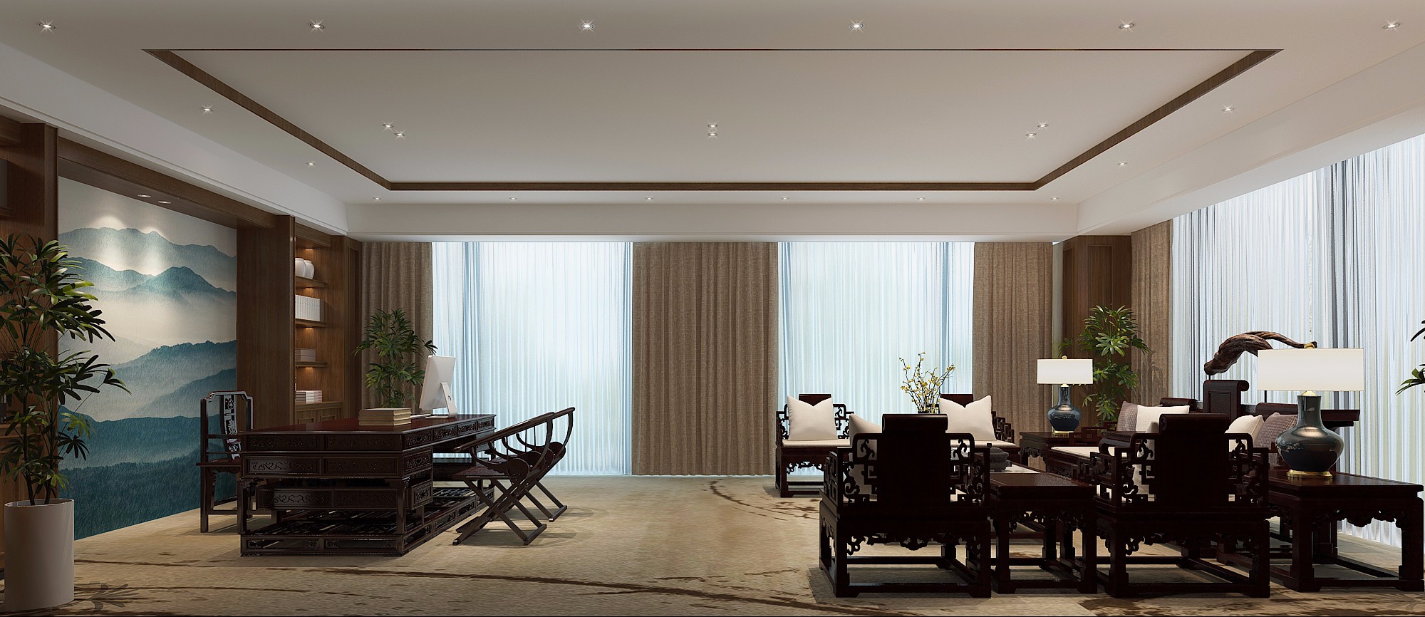 古典大氣老板辦公室裝修設計-第7張圖片-上海古都建筑設計集團