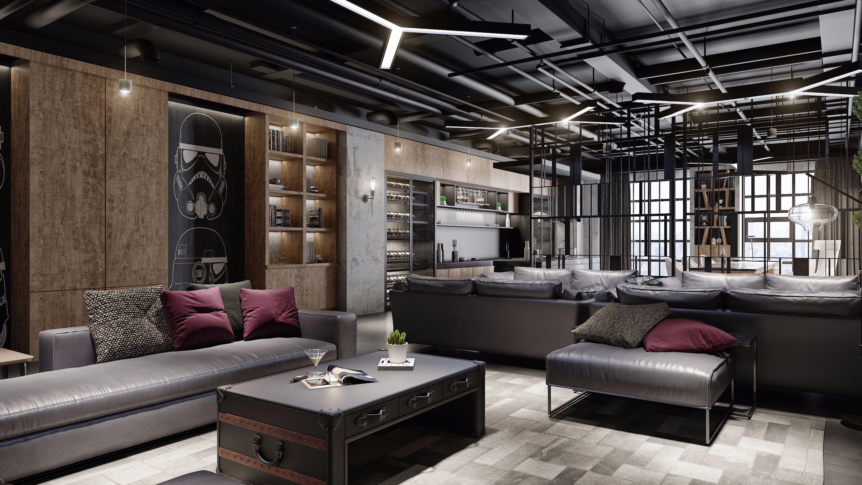 工業(yè)風(fēng)辦公室休閑區(qū)裝修設(shè)計-第3張圖片-上海古都建筑設(shè)計集團